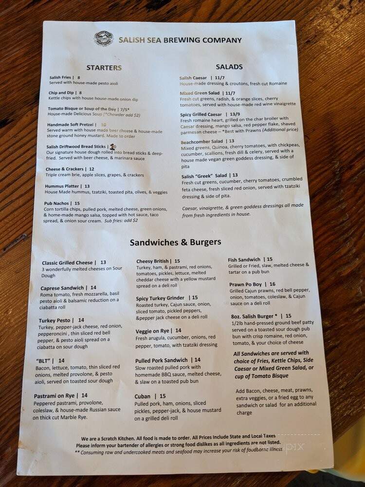 Salish Sea Brewing Company - Edmonds, WA menu_pic
