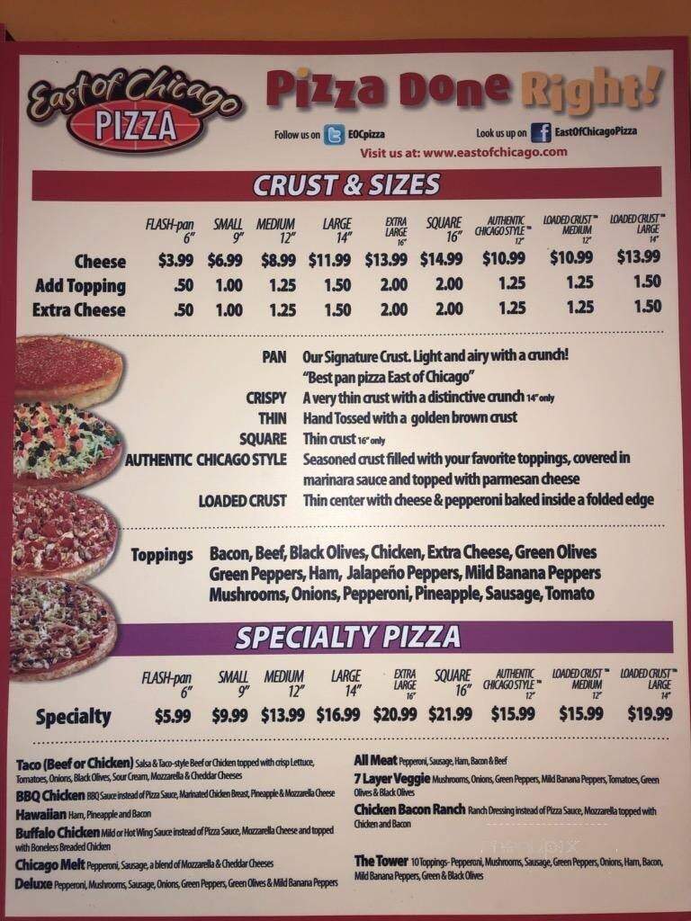 East Of Chicago - Shreve, OH menu_pic