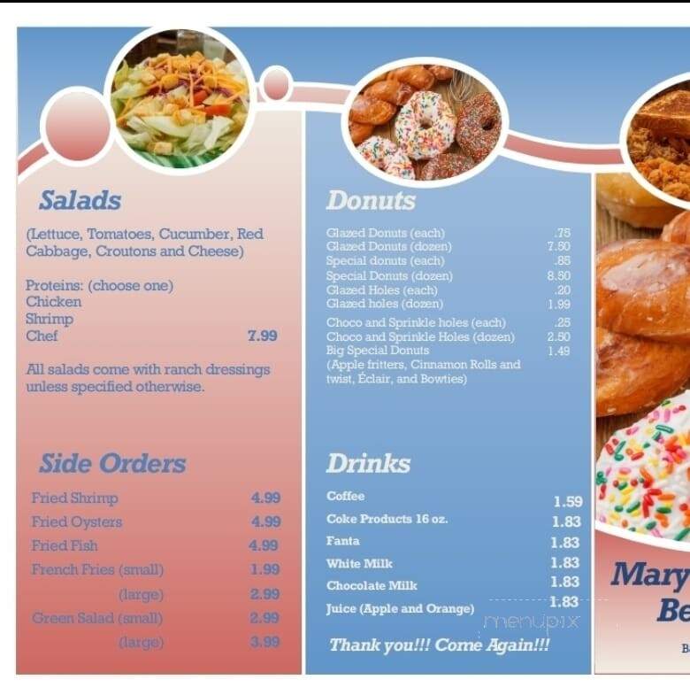 Mary Lee do-Nuts - Baker, LA menu_pic