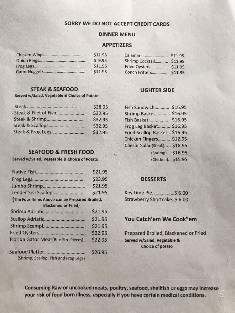 Rod & Gun Lodge - Everglades City, FL menu_pic