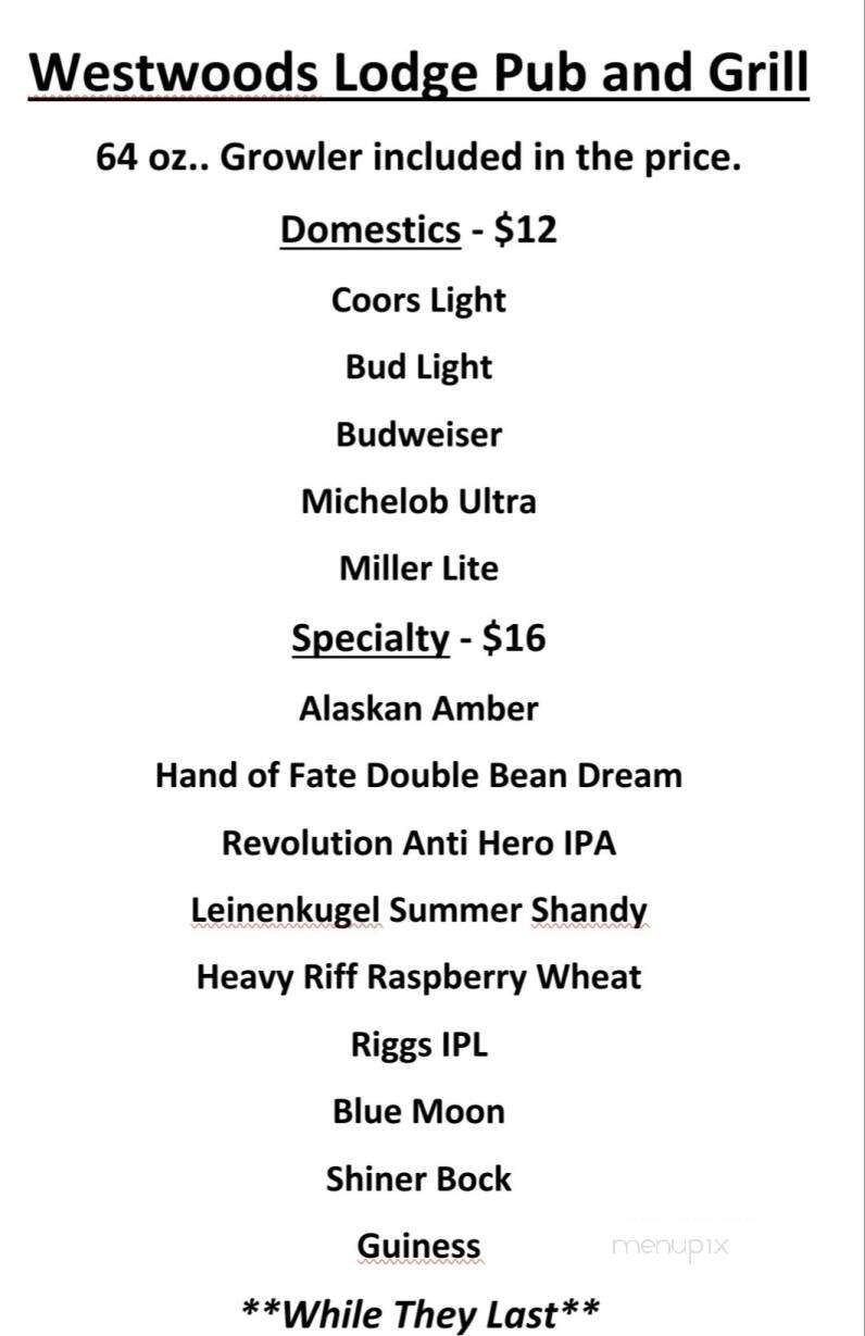 Westwoods Lodge Pub & Grill - Springfield, IL menu_pic