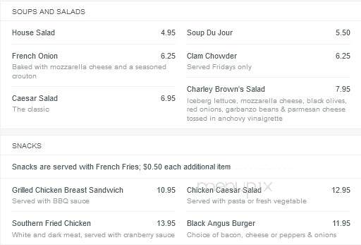 Charlie Brown's Restaurant - Rochester, NY menu_pic