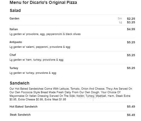 Di Carlo's Pizza - Wellsburg, WV menu_pic