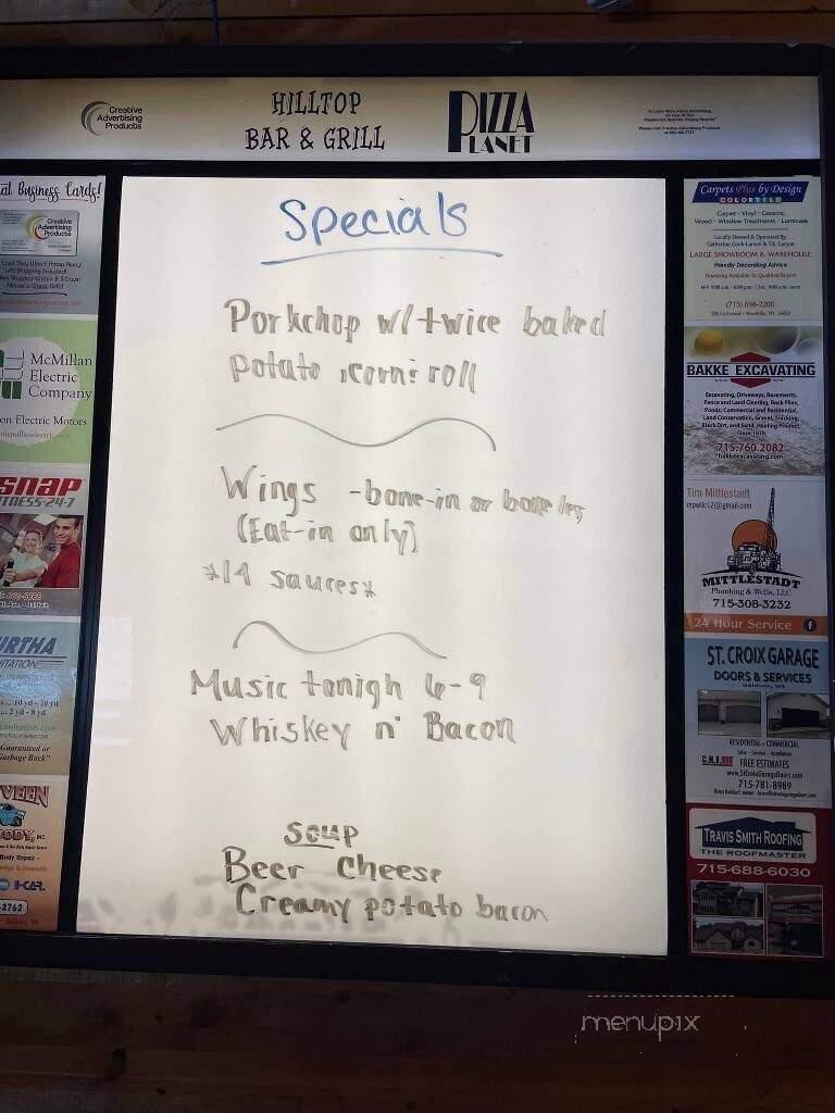 Hilltop Bar & Grill-Pizza Plnt - Woodville, WI menu_pic