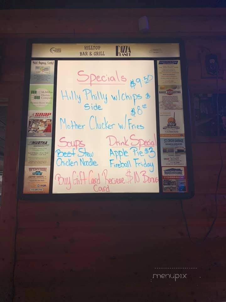 Hilltop Bar & Grill-Pizza Plnt - Woodville, WI menu_pic