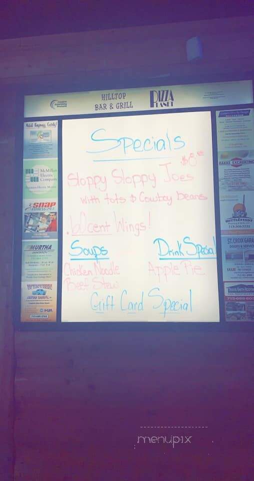 Hilltop Bar & Grill-Pizza Plnt - Woodville, WI menu_pic