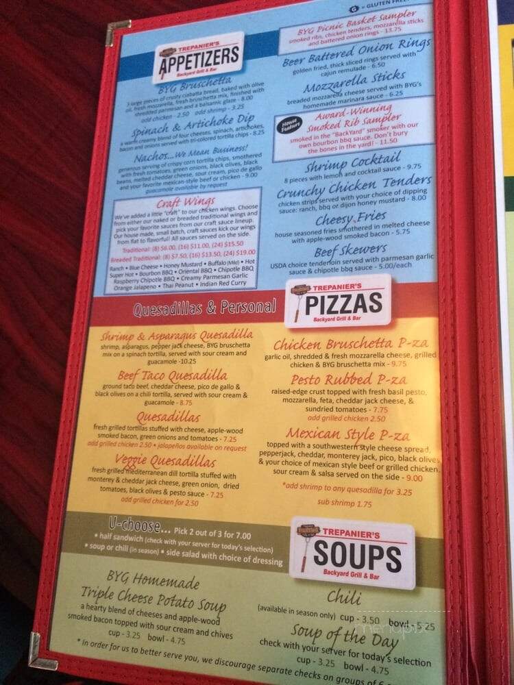 Trepanier's Backyard Grill-Bar - Fond Du Lac, WI menu_pic