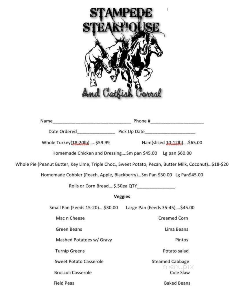Stampede Steakhouse & Catfish Corral - Talladega, AL menu_pic