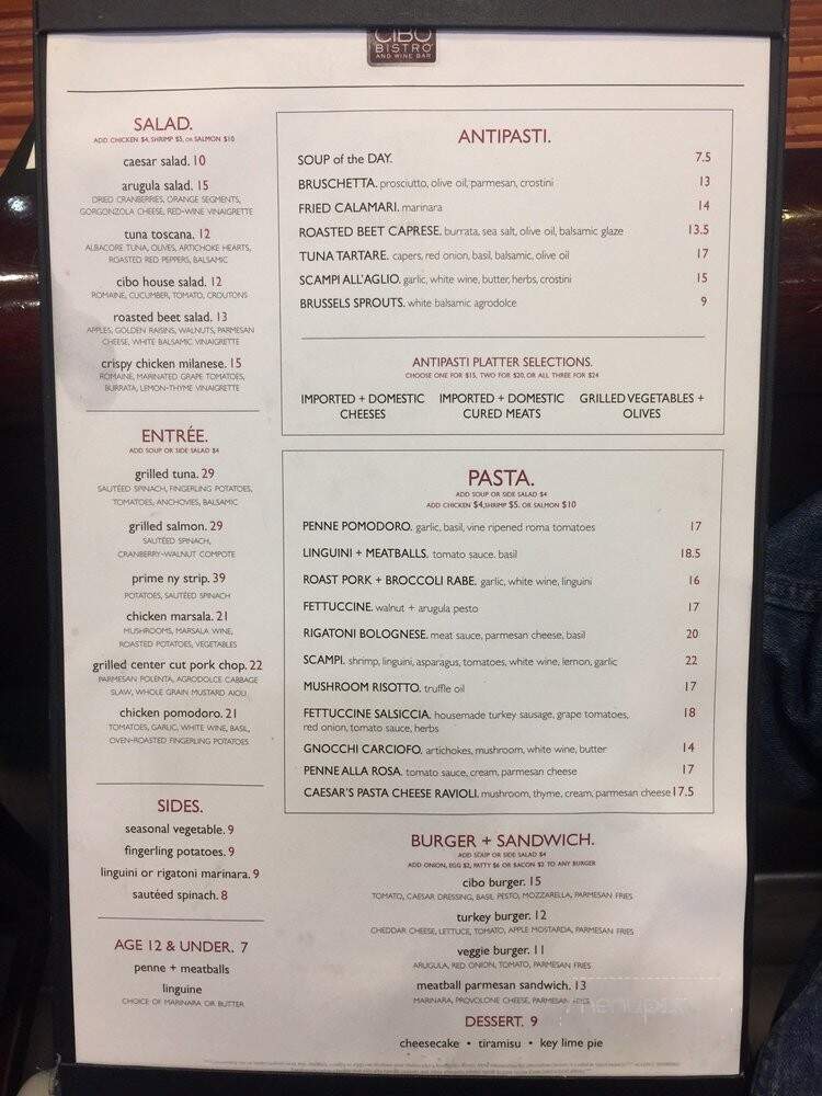 CIBO Bistro Wine Bar - Philadelphia, PA menu_pic