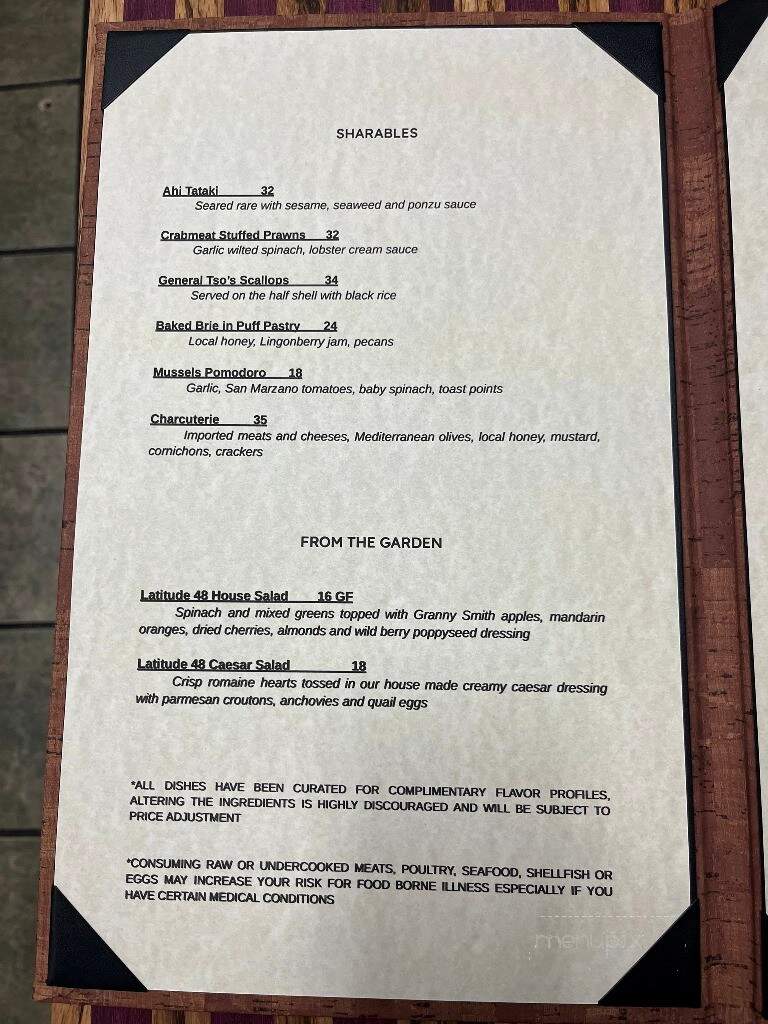 Latitude 48 - Finleyville, PA menu_pic