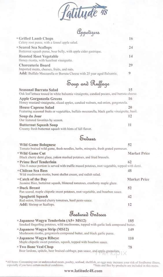 Latitude 48 - Finleyville, PA menu_pic