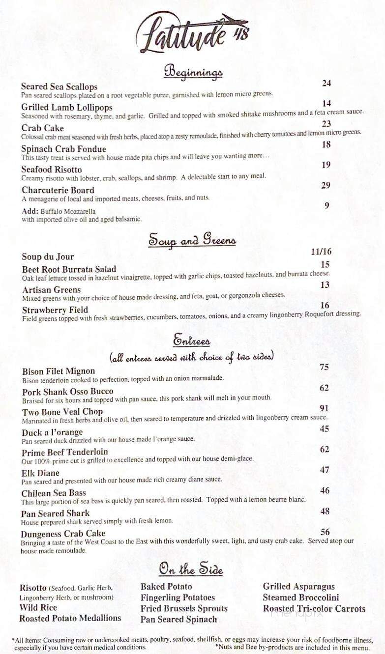 Latitude 48 - Finleyville, PA menu_pic