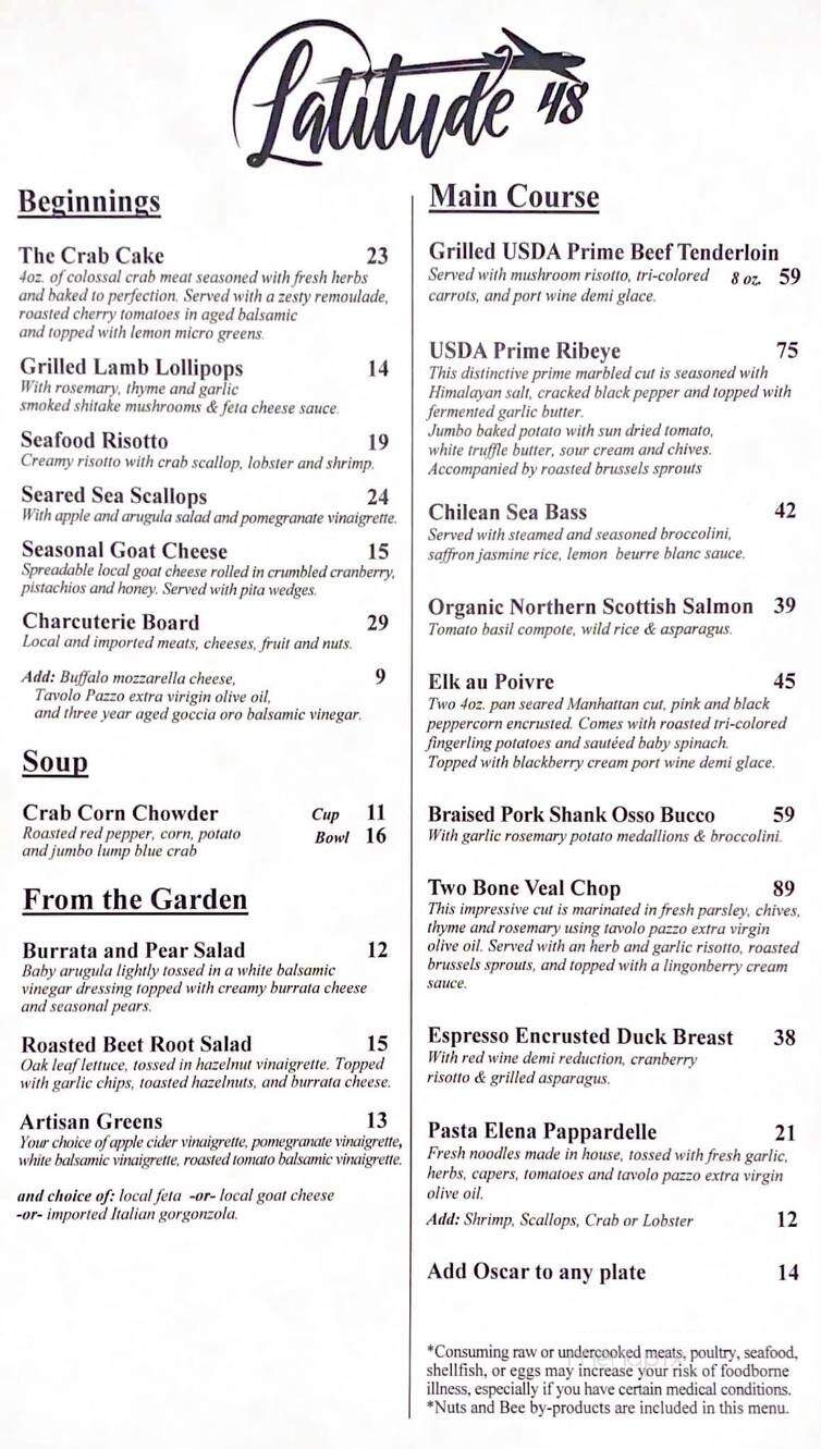 Latitude 48 - Finleyville, PA menu_pic