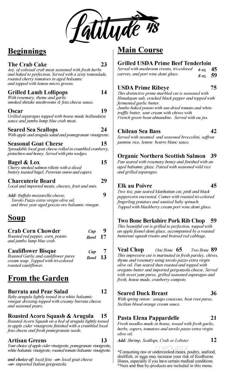Latitude 48 - Finleyville, PA menu_pic