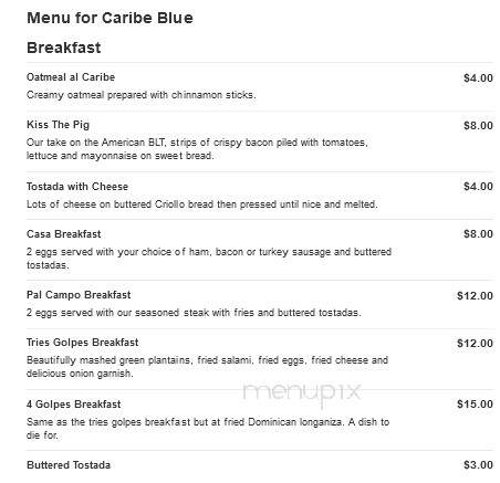 Caribe Blue Restaurant - Kansas City, KS menu_pic