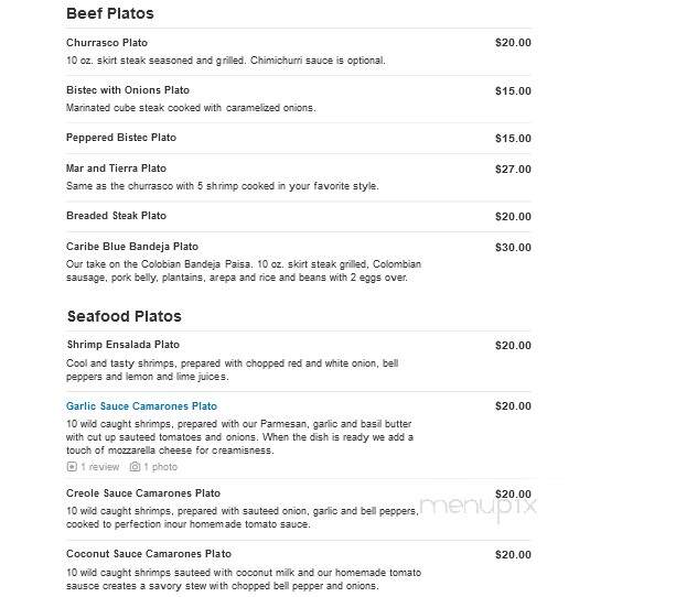 Caribe Blue Restaurant - Kansas City, KS menu_pic