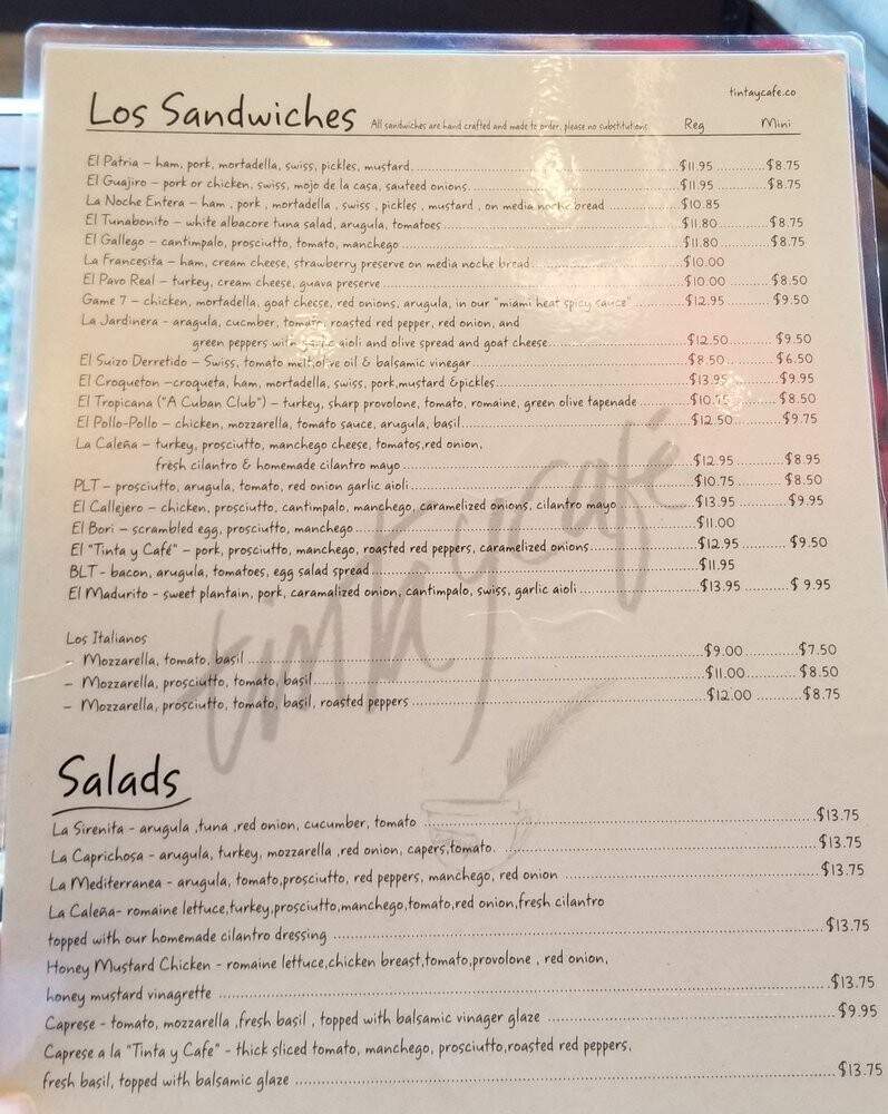 Tinta y Cafe - Miami Shores, FL menu_pic