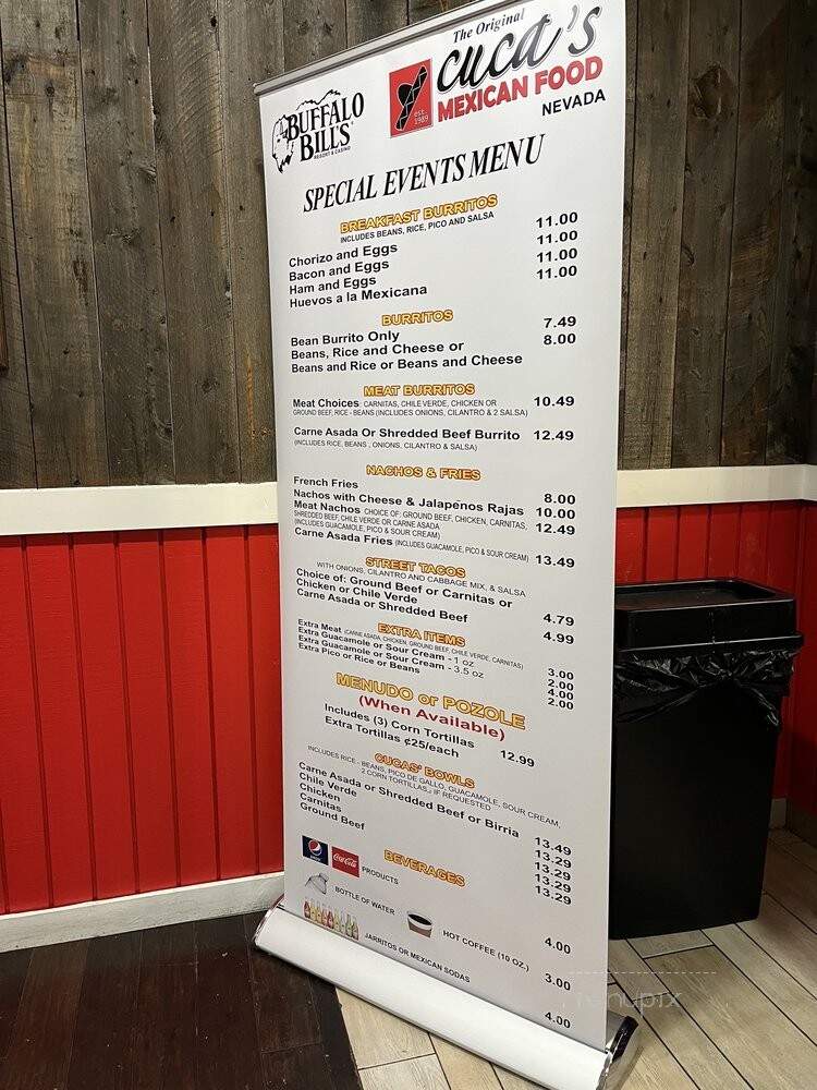 Cuca's Mexican Food - Primm, NV menu_pic