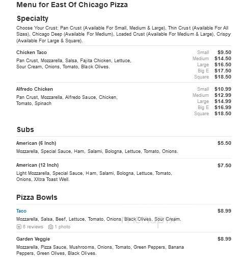 East of Chicago - Brunswick, OH menu_pic