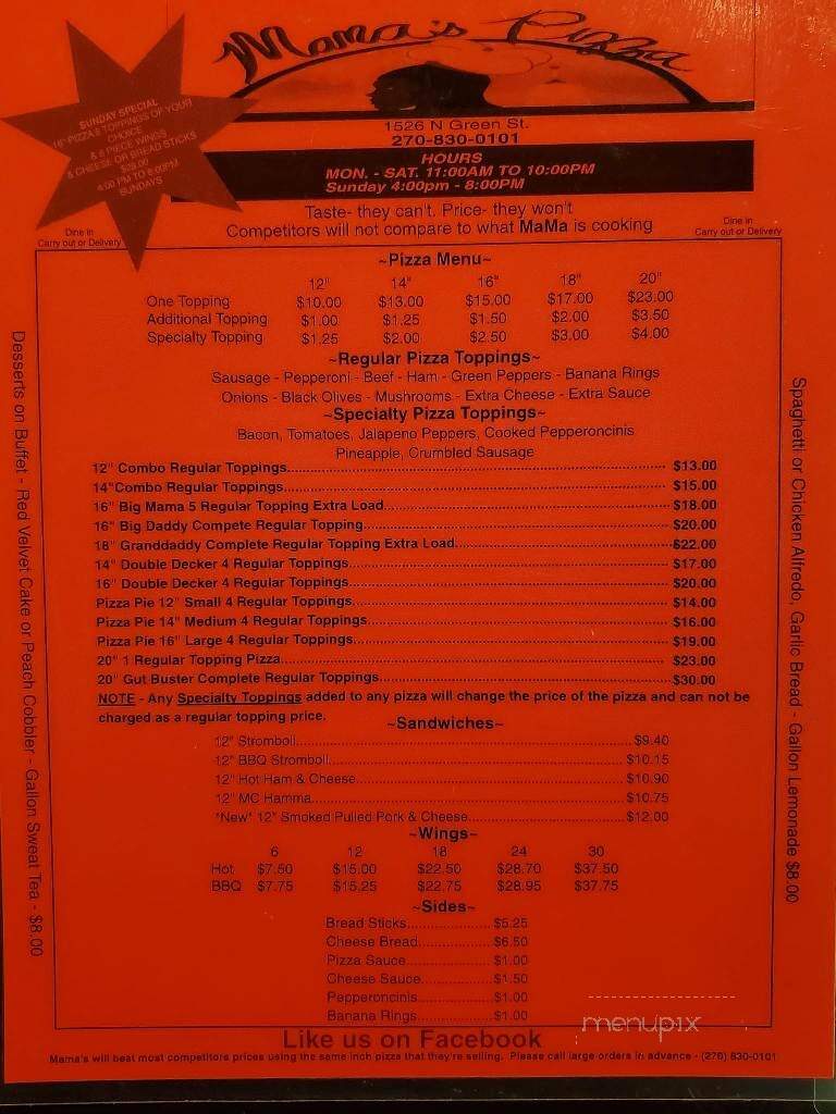 Mama'z Pizza - Henderson, KY menu_pic