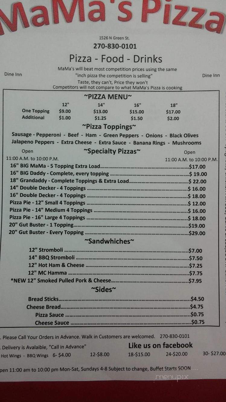 Mama'z Pizza - Henderson, KY menu_pic