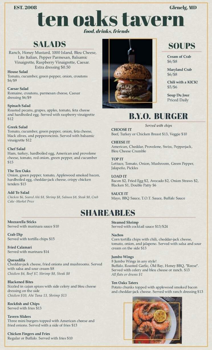 Ten Oaks Tavern - Glenelg, MD menu_pic