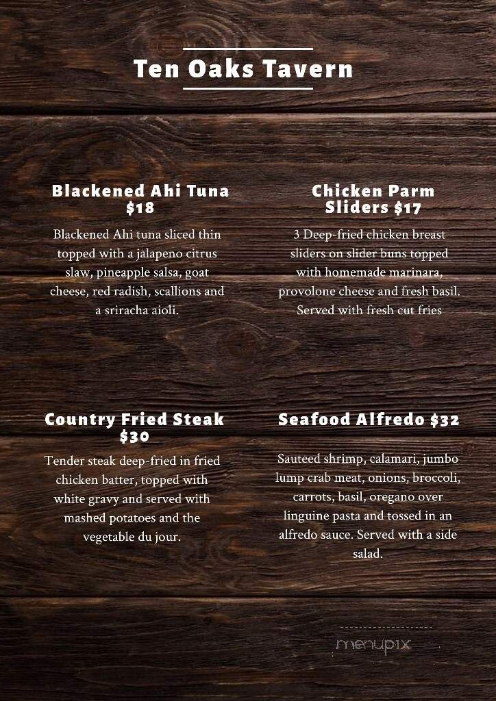 Ten Oaks Tavern - Glenelg, MD menu_pic