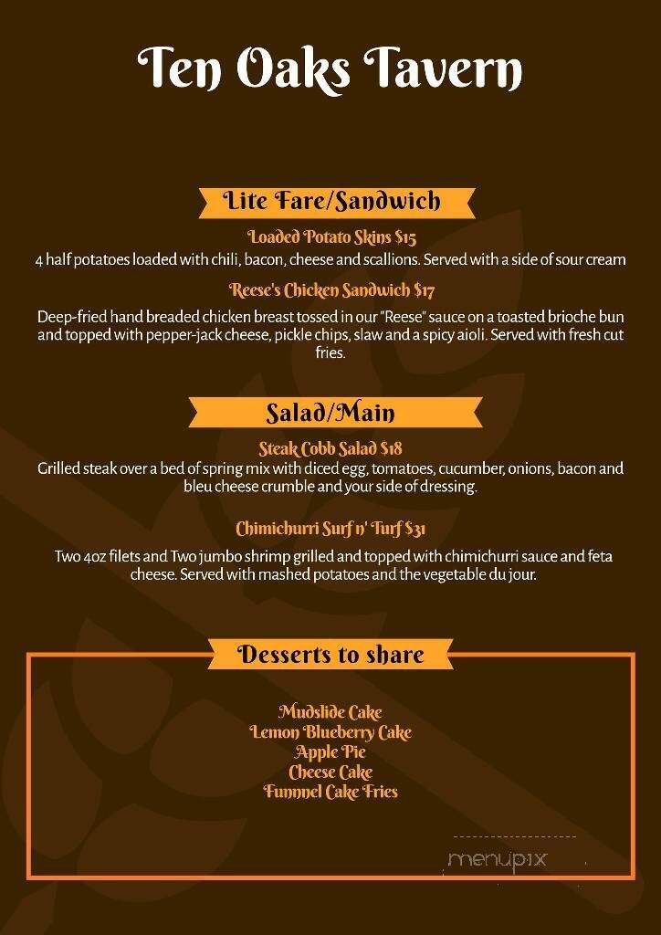 Ten Oaks Tavern - Glenelg, MD menu_pic