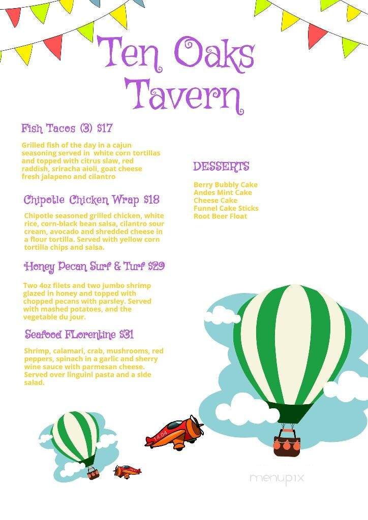 Ten Oaks Tavern - Glenelg, MD menu_pic