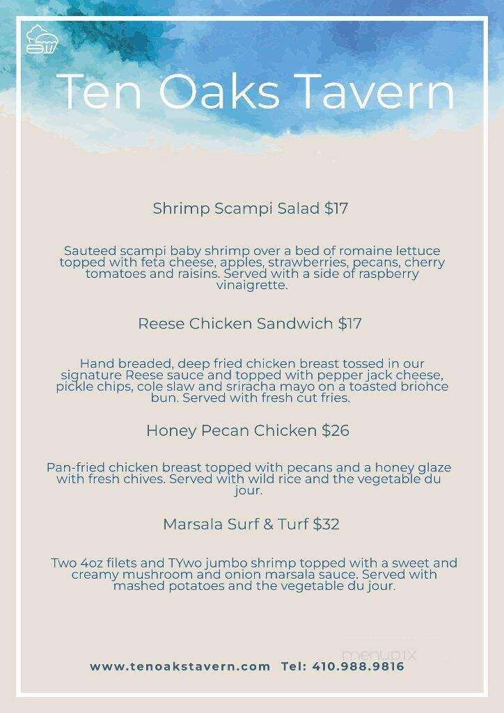 Ten Oaks Tavern - Glenelg, MD menu_pic
