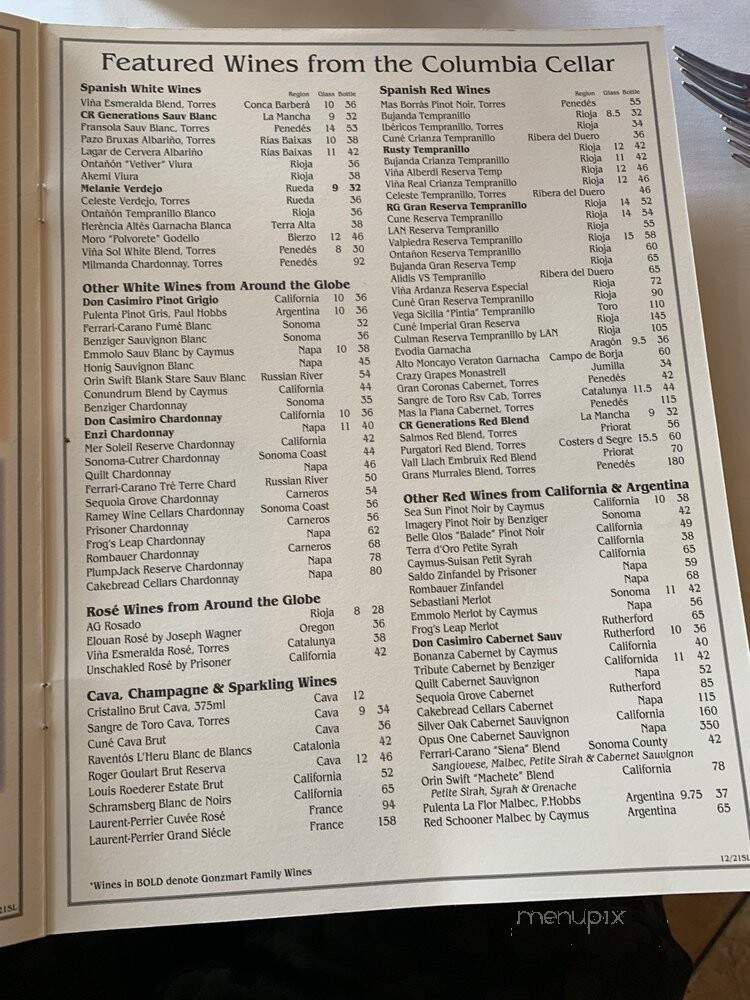 Columbia Restaurant - Kissimmee, FL menu_pic