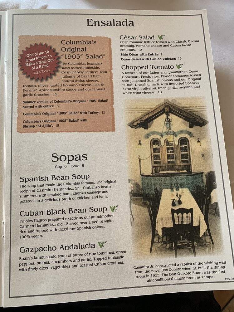 Columbia Restaurant - Kissimmee, FL menu_pic