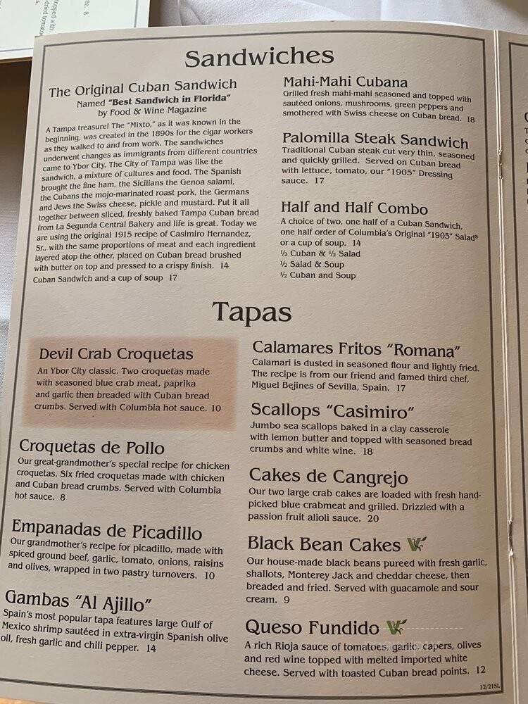 Columbia Restaurant - Kissimmee, FL menu_pic