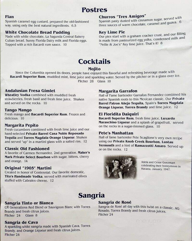 Columbia Restaurant - Kissimmee, FL menu_pic