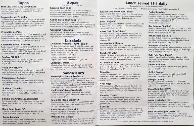 Columbia Restaurant - Kissimmee, FL menu_pic