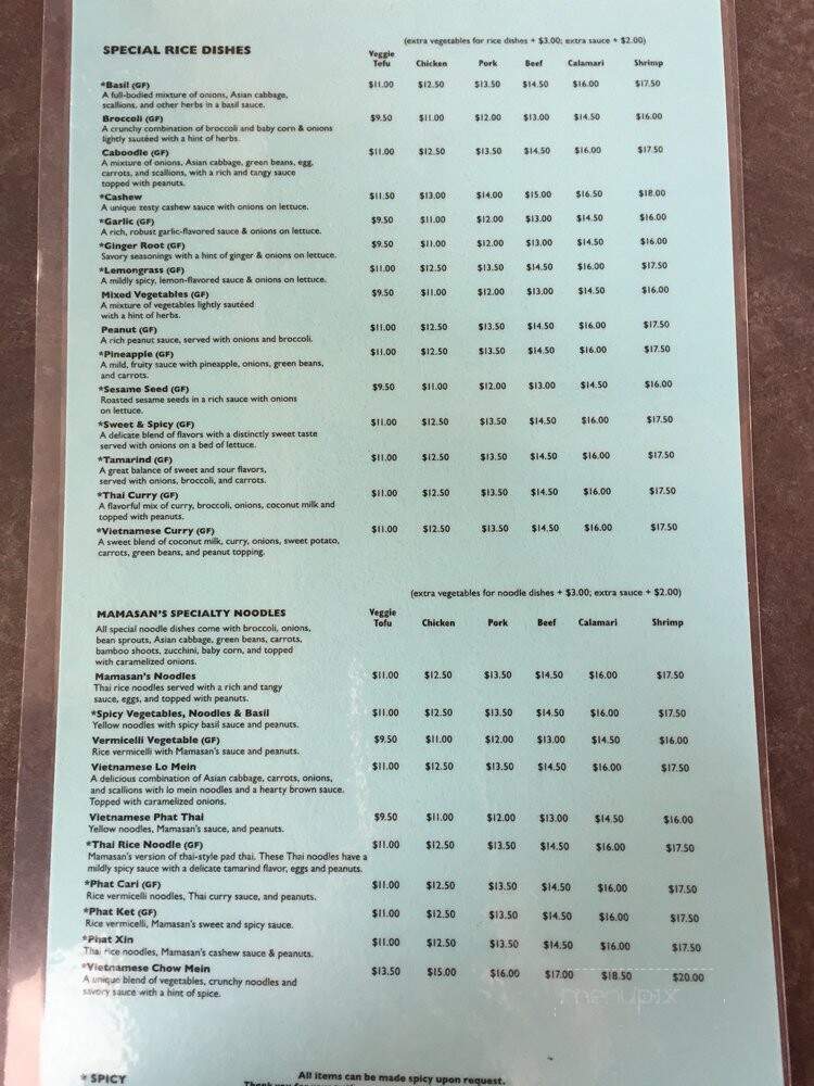 Mamasan's Restaurant - Rochester, NY menu_pic