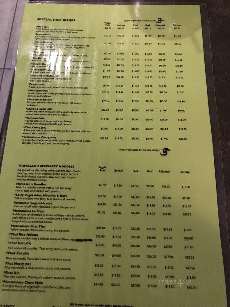 Mamasan's Restaurant - Rochester, NY menu_pic