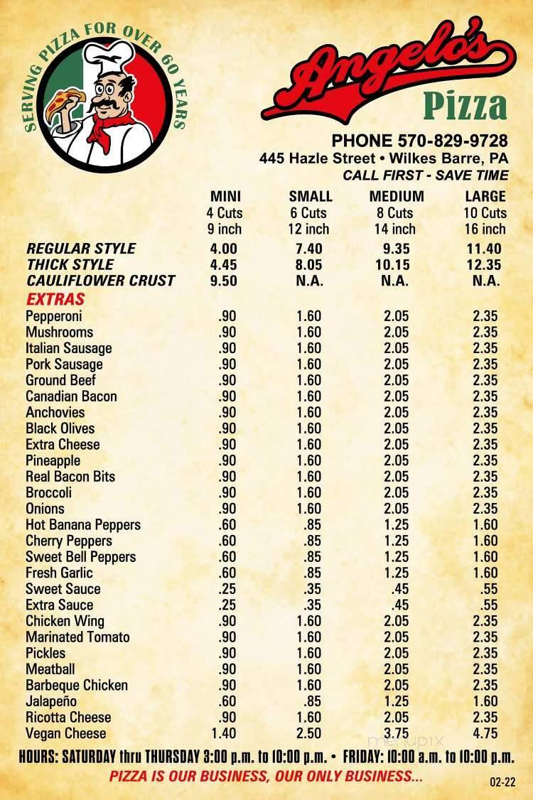 Angelo's Pizzeria - Wilkes Barre, PA menu_pic