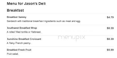Jason's Deli - Franklin, TN menu_pic