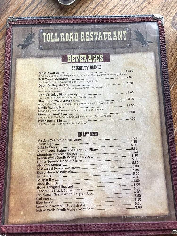 Badwater Saloon - Death Valley, CA menu_pic