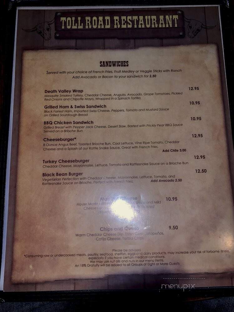 Badwater Saloon - Death Valley, CA menu_pic