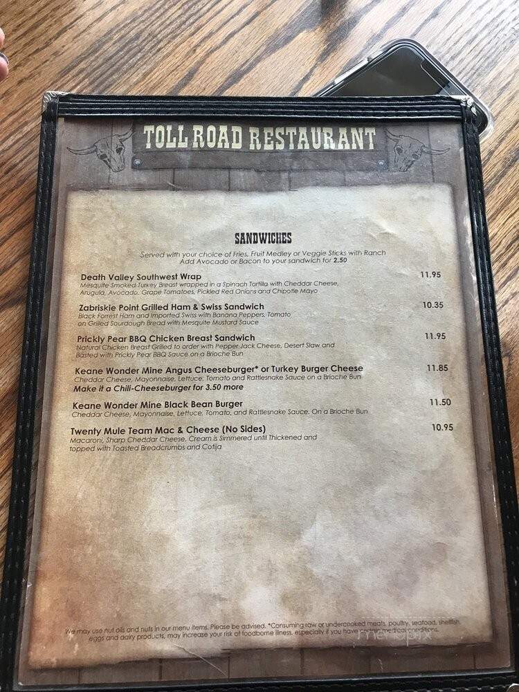 Badwater Saloon - Death Valley, CA menu_pic