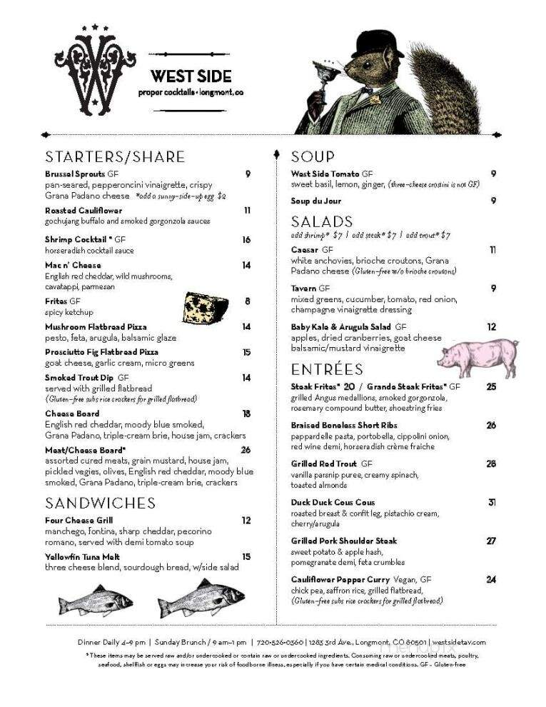 West Side Tavern - Longmont, CO menu_pic