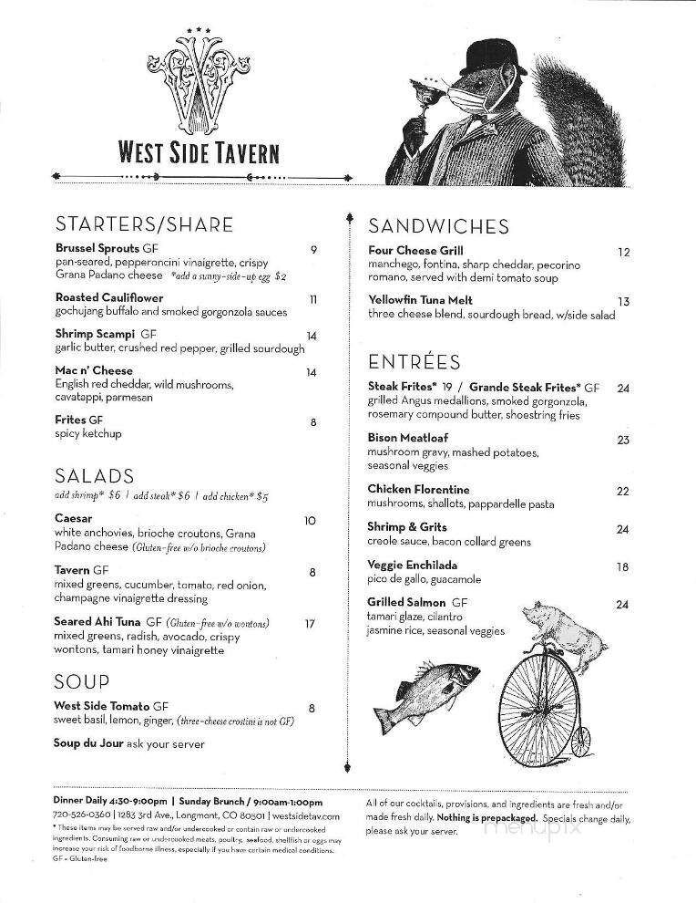 West Side Tavern - Longmont, CO menu_pic