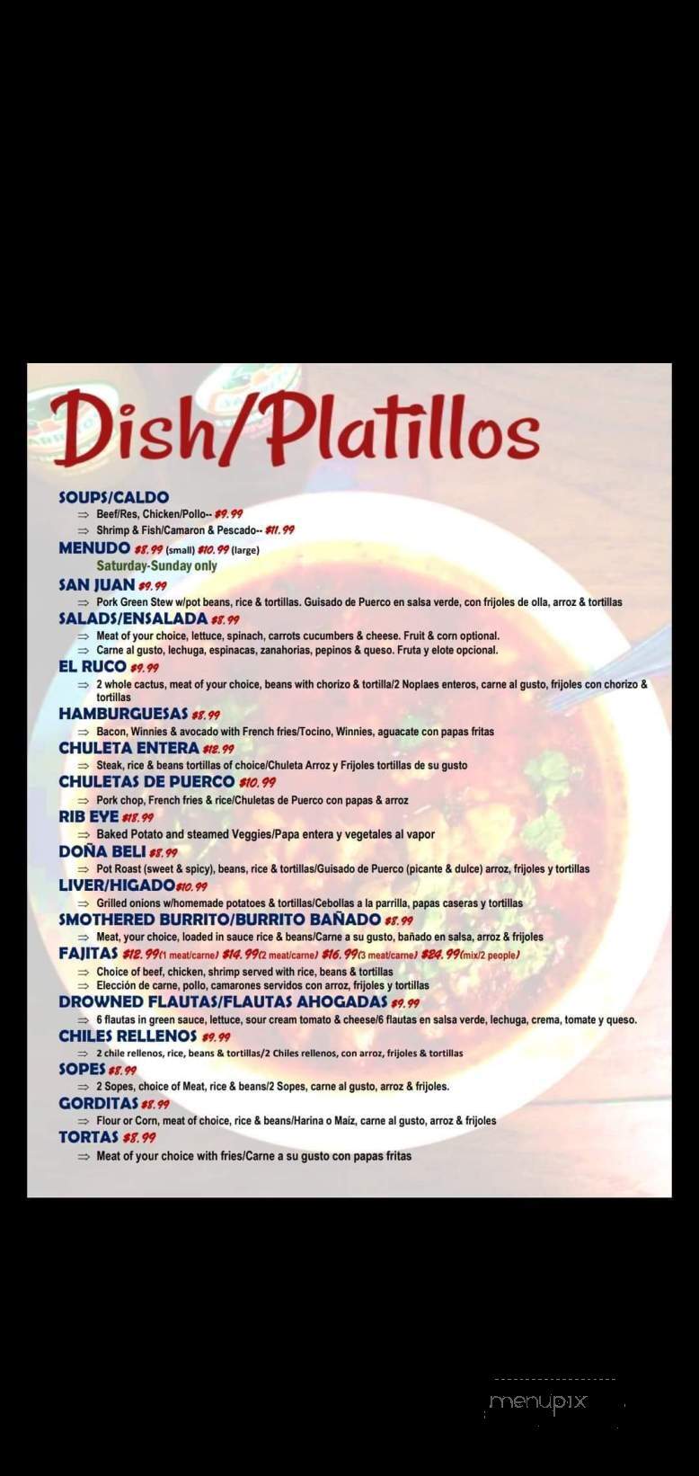El Ranchito Mexican Restaurant - Liberal, KS menu_pic