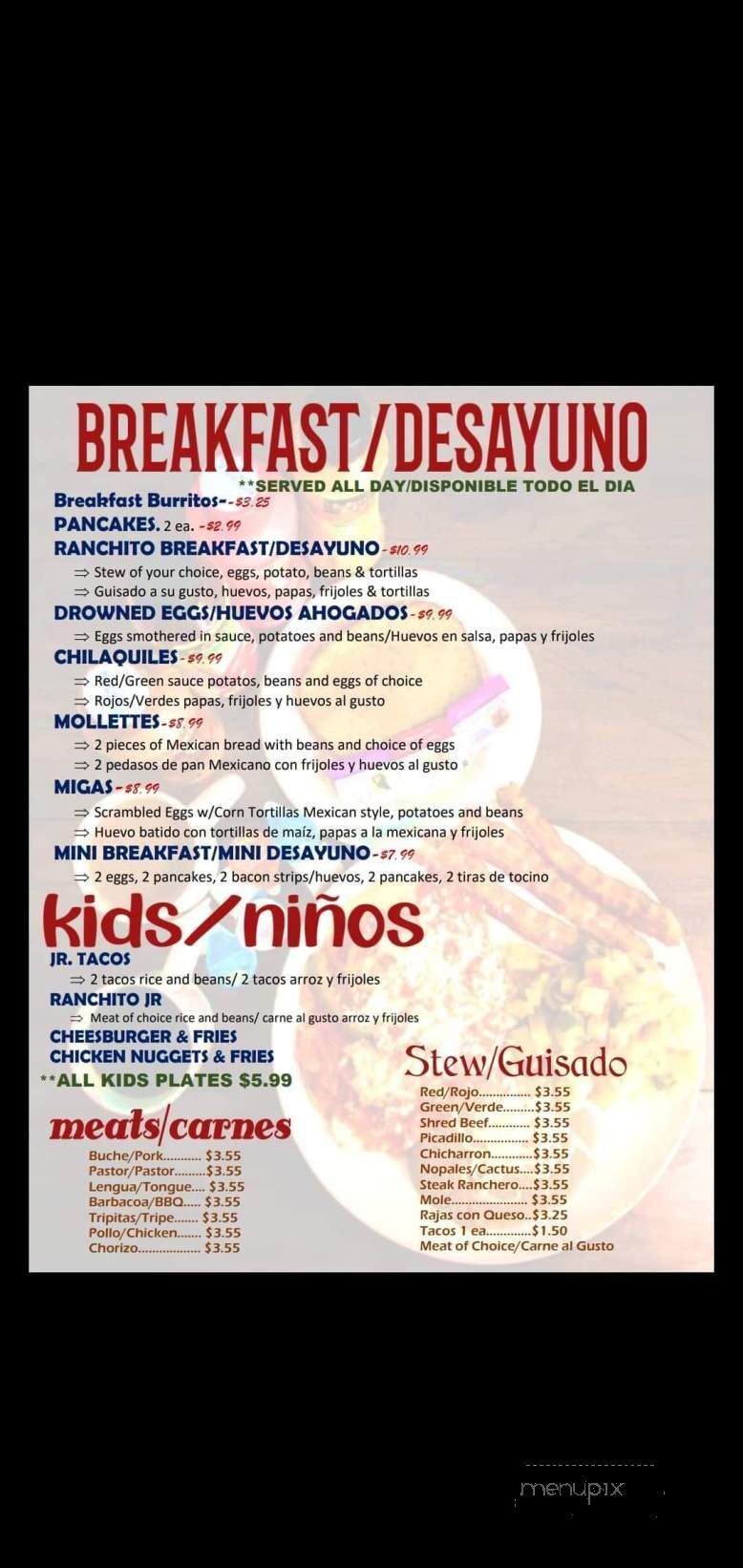 El Ranchito Mexican Restaurant - Liberal, KS menu_pic