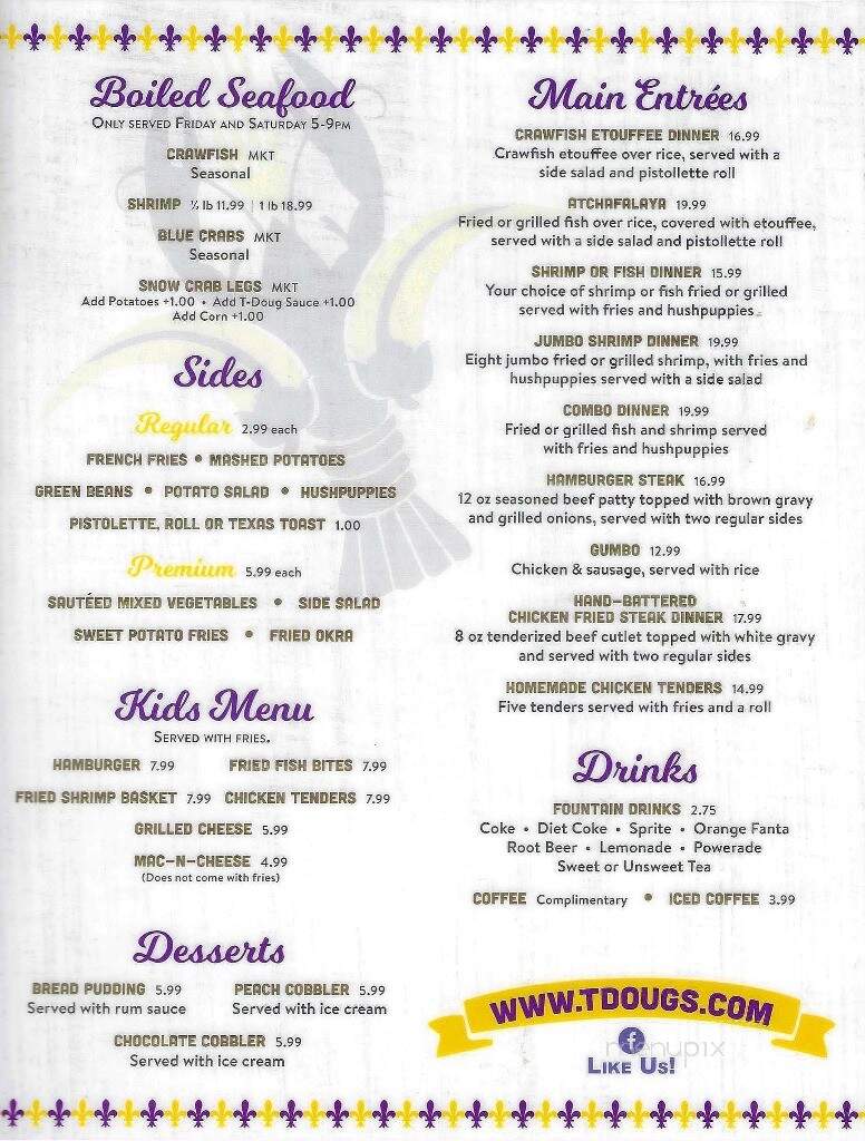 T-Dougs - Ragley, LA menu_pic