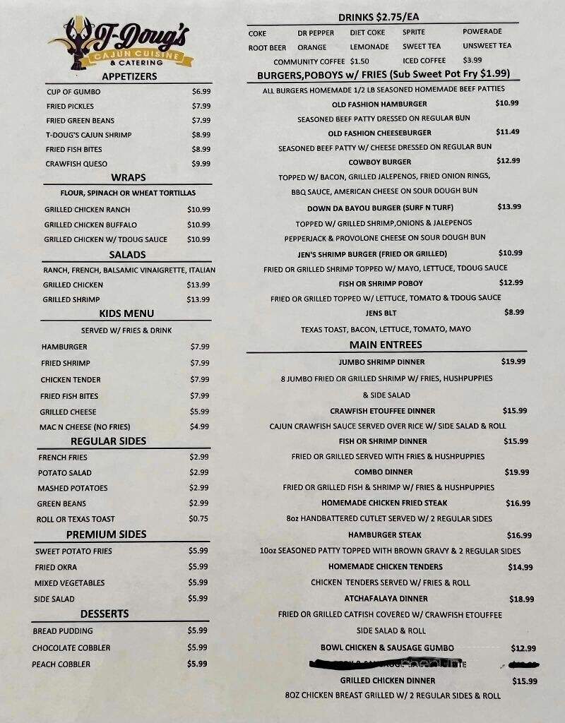 T-Dougs - Ragley, LA menu_pic