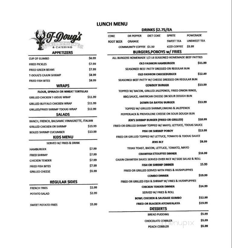 T-Dougs - Ragley, LA menu_pic