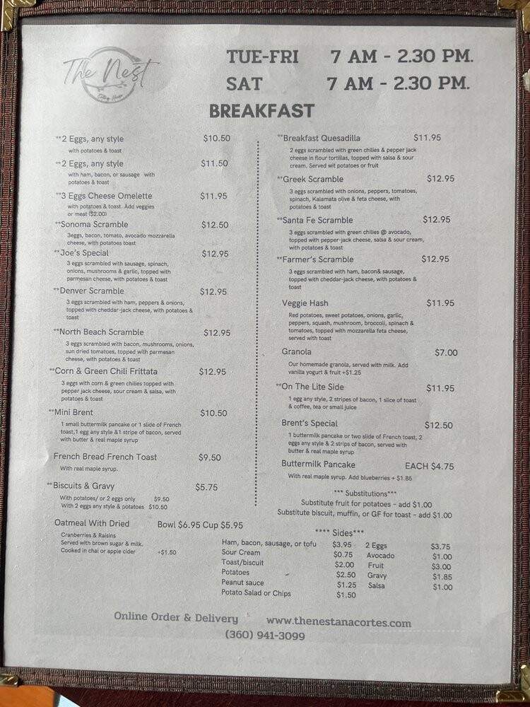 The Nest - Anacortes, WA menu_pic